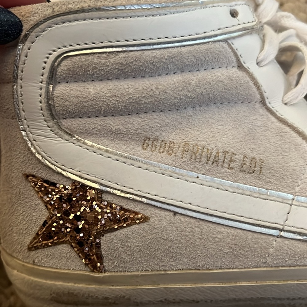 Golden Goose White Suede & Leather High-Top Sneakers with Gold Star - Picture 3 of 10
